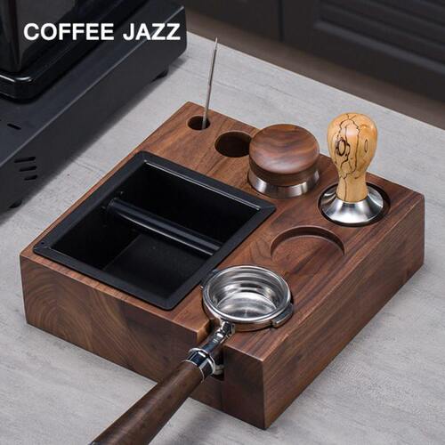 COFFEE JAZZ 手柄支架压粉座 实木咖啡渣盒 多功能家用咖啡敲渣盒