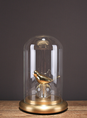 新中式简欧欧式样板房家居饰品装饰品客厅创O意铜鸟玻璃工艺品摆