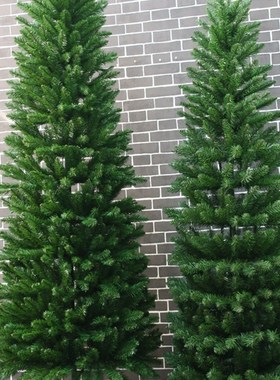 绿色圣诞树布置摆饰1.8米2.1米绿D色加密铅笔笔杆树180CM植毛雪树