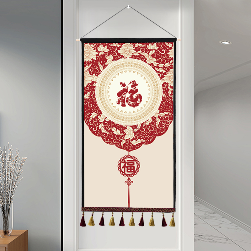 中式挂画布艺壁画客厅餐厅玄关沙发背景墙走廊P过道装饰画挂毯挂图片