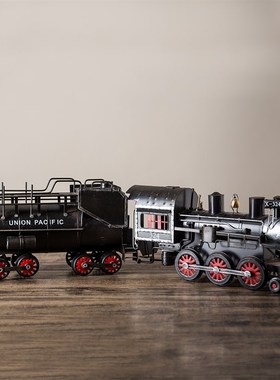 铁艺蒸汽机火车头模m型居家饰品样板间咖啡厅摆件摄影道具客厅装