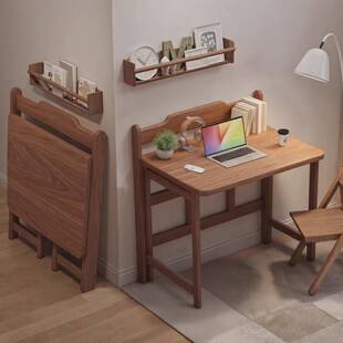 免安装实木折叠电脑桌学生家用客厅简易学习写字桌不占地方的书桌