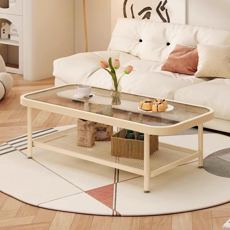 玻璃茶几客厅家用2025新款小户型现代简约方形创意桌子奶油风茶几