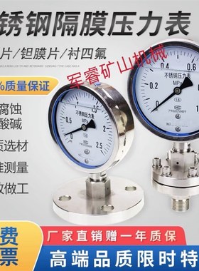 YTP100ML不锈钢隔膜压力表法兰螺纹式连接膜片DTN25DN20四氟