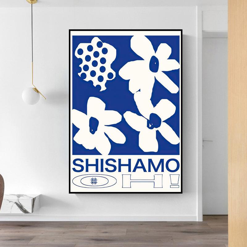 奶油风客厅装饰画玄关过道抽象线条挂画海景落地画简约卧室壁画