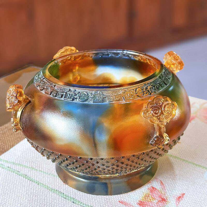 四方如意琉璃聚宝盆摆件客厅办公前台桌面装饰商铺聚财朋友送礼,标准件/零部件/工业耗材,车间地垫,淘宝优惠券,粉丝福利购,淘宝优惠卷