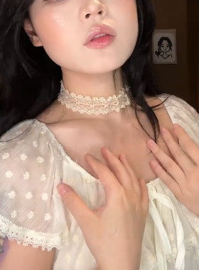温柔纯欲高级气质蕾丝choker项链法式浪漫长款绑带氛围感超仙少女