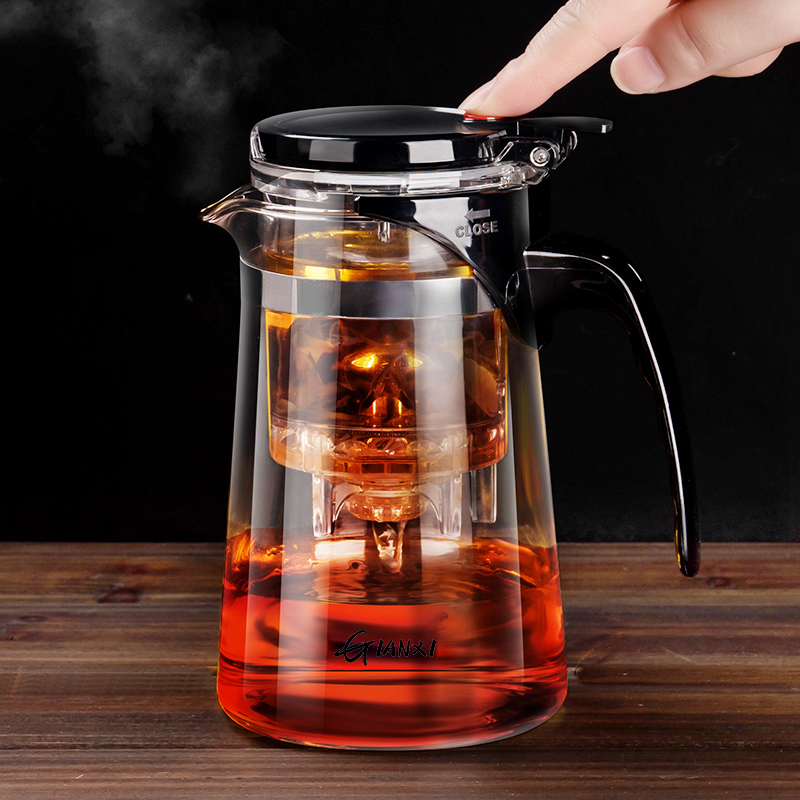 飘逸杯泡茶壶茶水分离一键过w滤茶壶冲茶器耐高温玻璃茶杯茶具家