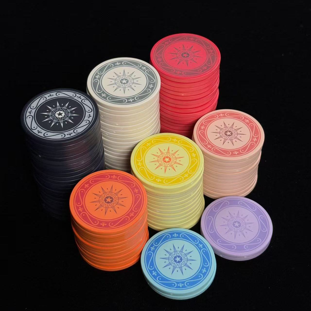 【TideXplore】高档太阳花德州扑克陶瓷筹码麻将棋牌室专用套装