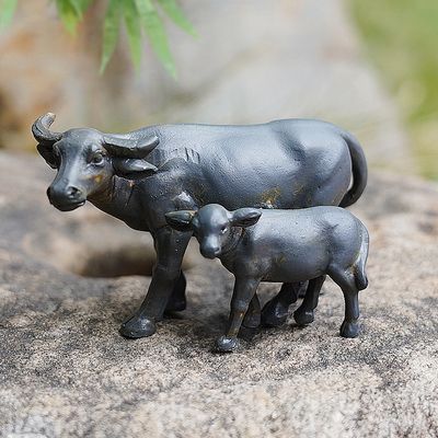 家居客厅鱼缸盆景微n景观装饰水牛摆件户外花园假山造景动物小饰