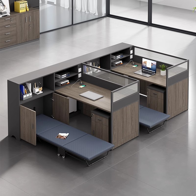 床工位办公桌简约财务桌职员桌带休息床屏风卡座办公桌椅组合