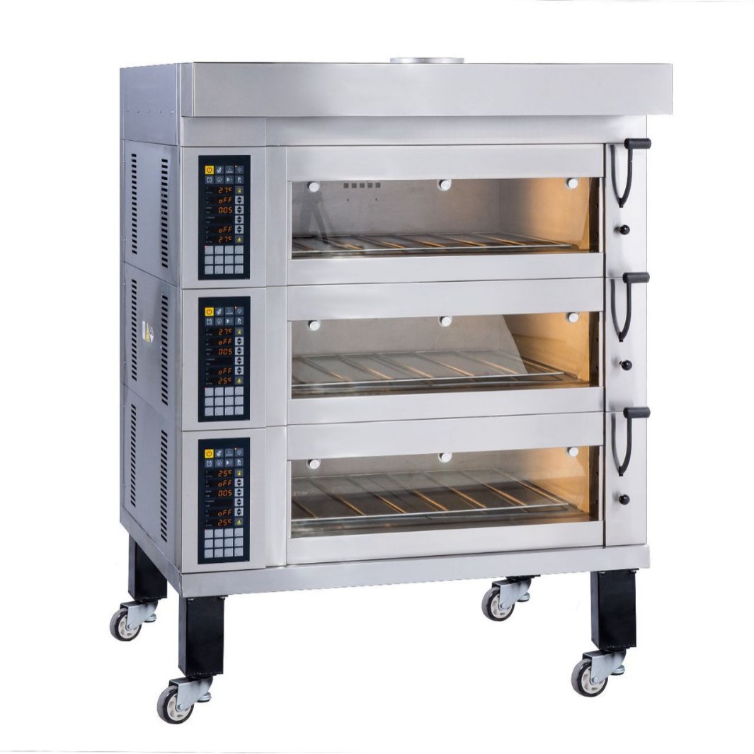 厂家点心蛋糕面包蒸汽石板电烤箱商用3层6盘3层9盘大容量烤箱