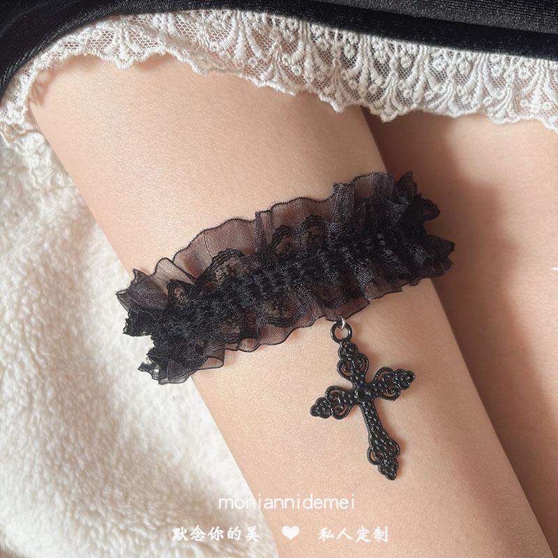 洛丽塔蕾丝十字架项链腿环