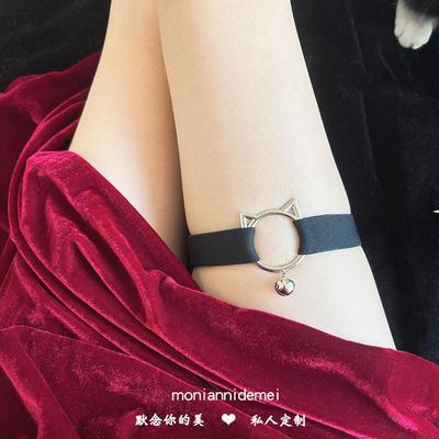 甜酷辣妹性感可爱猫咪铃铛可调节弹力腿环腿带y2k直播表演配饰