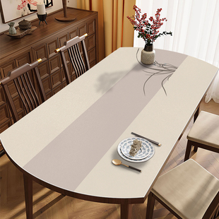 中式椭圆形桌布硅胶防水防油防烫餐桌垫轻奢高级感免洗桌面保护垫