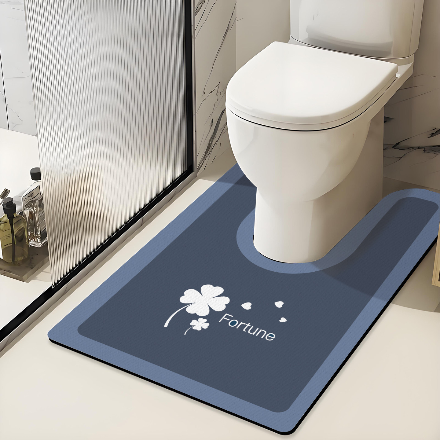 卫生间马桶地垫u型厕所脚垫子坐便器边缘全包防溅硅藻泥吸水地毯