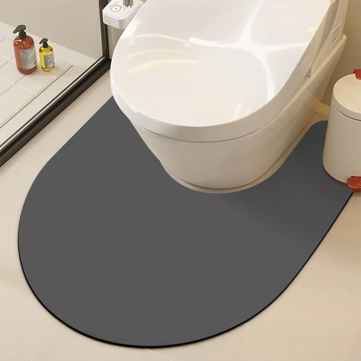 纯色卫生间厕所马桶地垫u型硅藻泥吸水垫浴室半圆防滑防溅脚踏垫