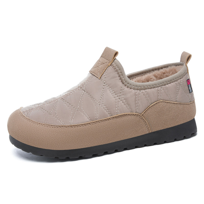 双星冬季新款女棉鞋加绒加厚时尚保暖妈妈鞋防滑一脚蹬雪地靴子