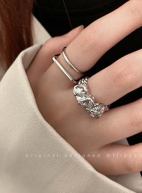 开口可调节金属戒指女简约冷淡风指环D时尚个性2021年新款潮食指