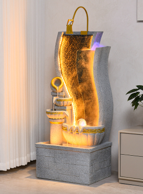 欧式流水喷泉客厅加湿器玄关落地摆件招I财室内轻奢循环水景观装