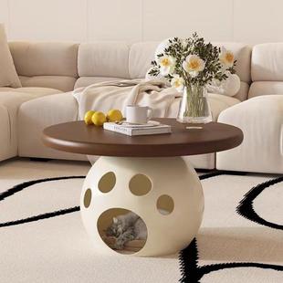 奶油风猫茶几客厅家用现代小户型简约宠物店圆形创意个性猫爪茶几