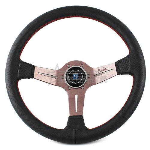 汽车改装方向盘nardi 350mm红白双线打孔皮方向盘赛车通用方向盘