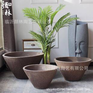 喇叭口花钵敞口大花盆粗陶景观组合花盆大口径拼盘大盆景观大盆