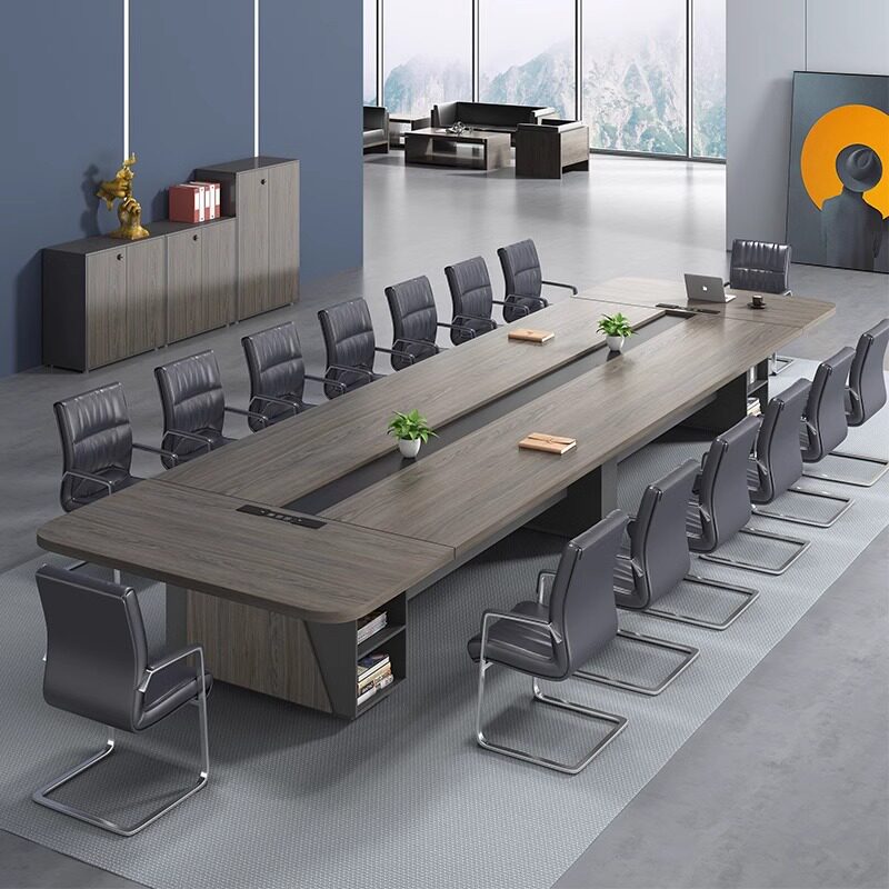会议长桌办公室接待桌员工洽谈桌椅条形板式长方形大桌子实木长条