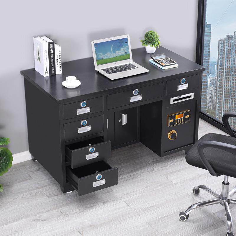 全钢抽屉保险桌办公桌带保险柜箱家用桌子一体小型投币财务桌保险