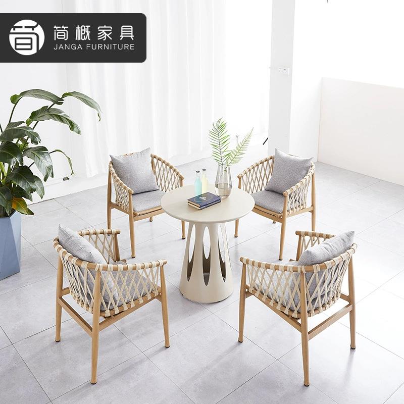 别墅庭院桌椅露天花园藤编休闲椅酒店阳台民宿防水防晒桌椅三件套