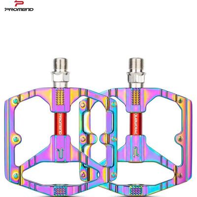 PROMEND铝合金自行车脚踏双DU轴承炫彩双管单车脚踏山地公路踏板
