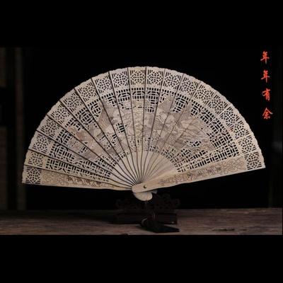 金丝楠木扇子摆扇工艺扇人物像鱼虫鸟兽山花卉木质折扇