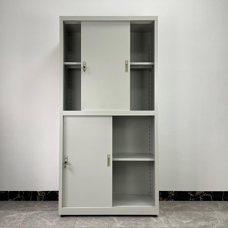 带锁储物资料柜办公室档案文件柜书柜加厚铁皮玻璃移门钢柜凭证柜