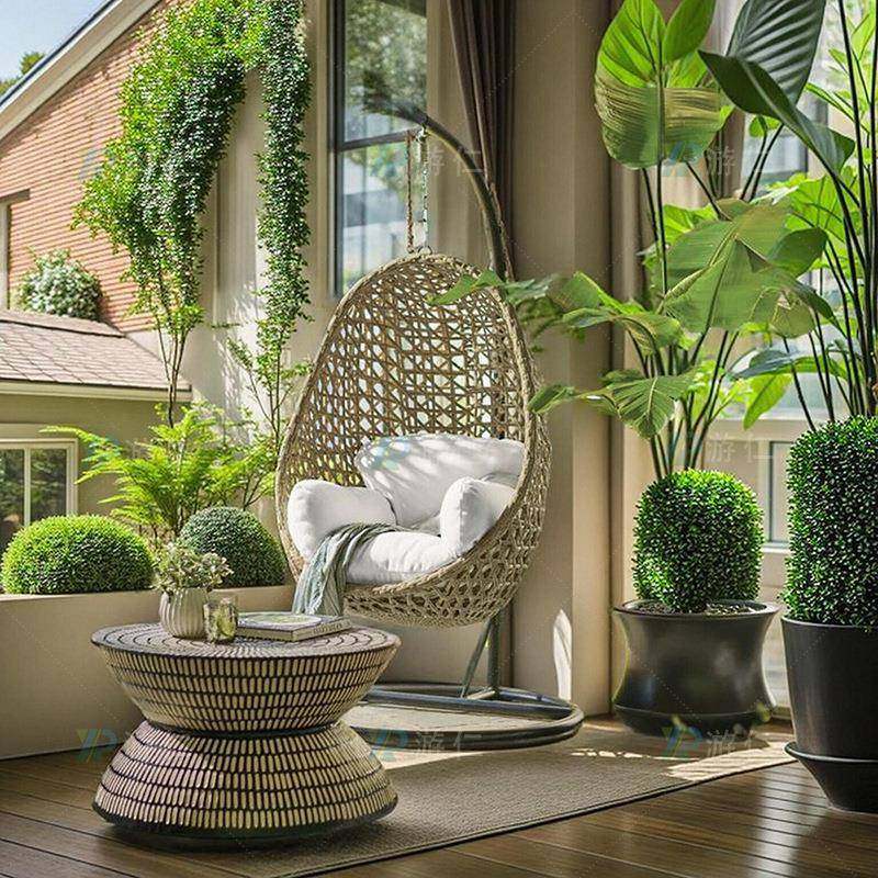 户外藤编鸟巢吊椅家用室内露台阳台休闲网红懒人秋千双人藤椅组合