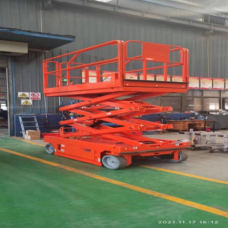 升降车厂家电动升降8米12米剪叉式升降机济南华北升降平台优惠