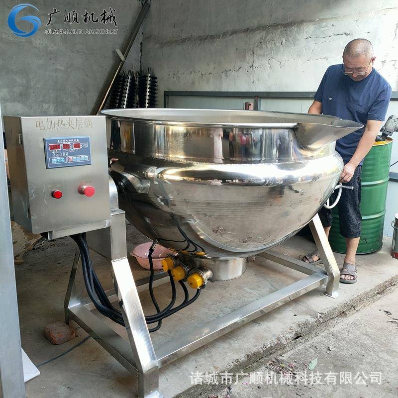 肉制品不锈钢蒸煮锅果酱药材控温熬煮锅全自动立式可倾斜夹层锅