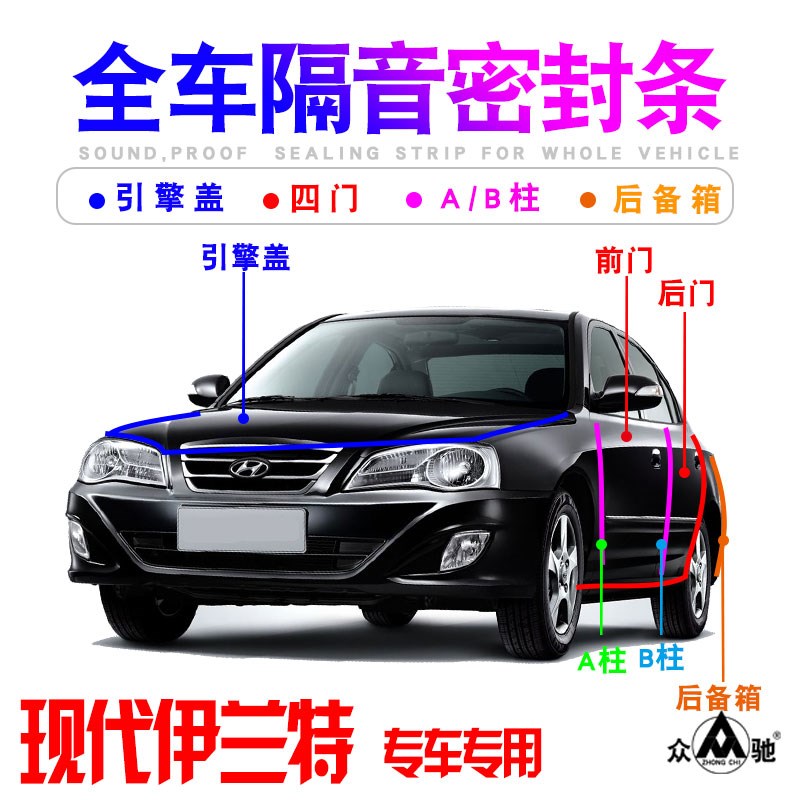 现代瑞纳伊兰特悦动朗动领动索纳C塔车门隔音密封条防尘降噪改装