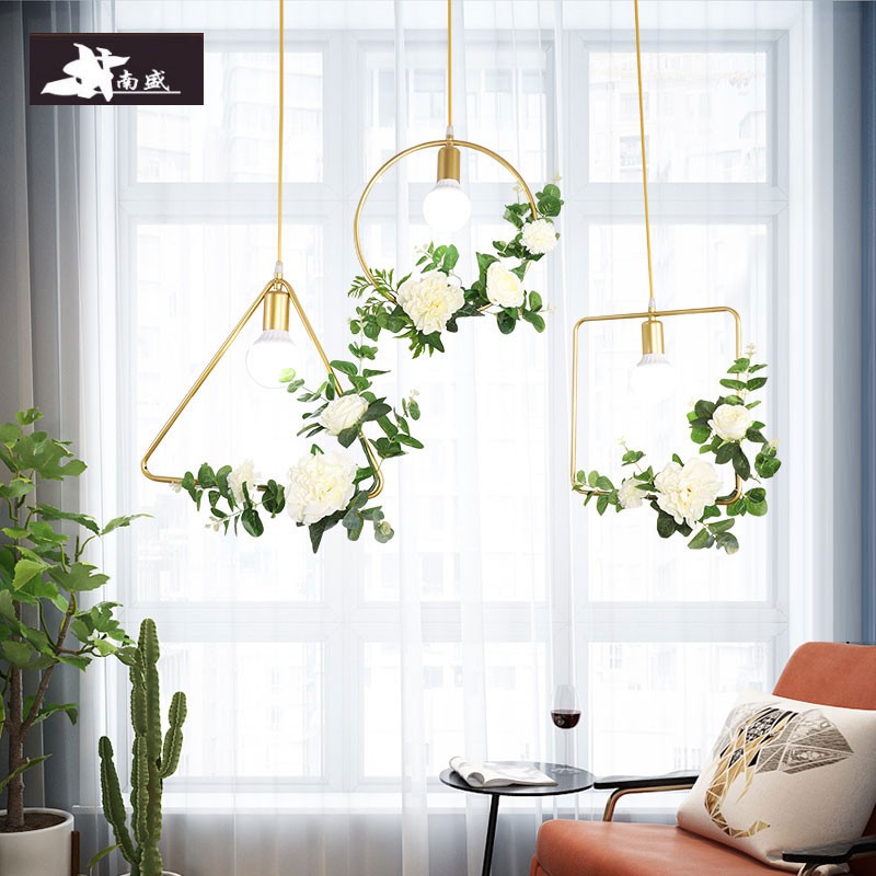 轻奢网红床头吊灯植物田园花草艺术店铺橱窗陈列装饰民宿餐厅灯具