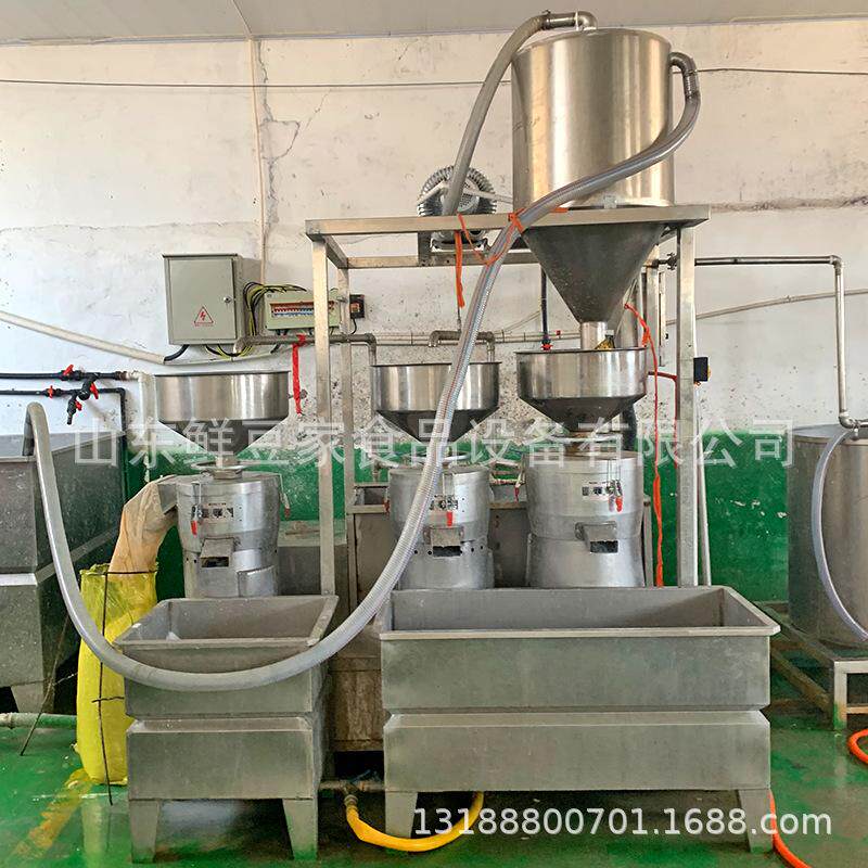 广东豆制品设备全自动三连磨浆机械 大型磨浆机组豆干豆皮技术厂