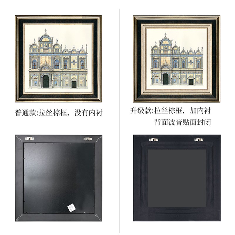 美式复古客厅沙发背景墙装饰画酒店别墅壁画欧式建筑餐厅玄关挂画图片