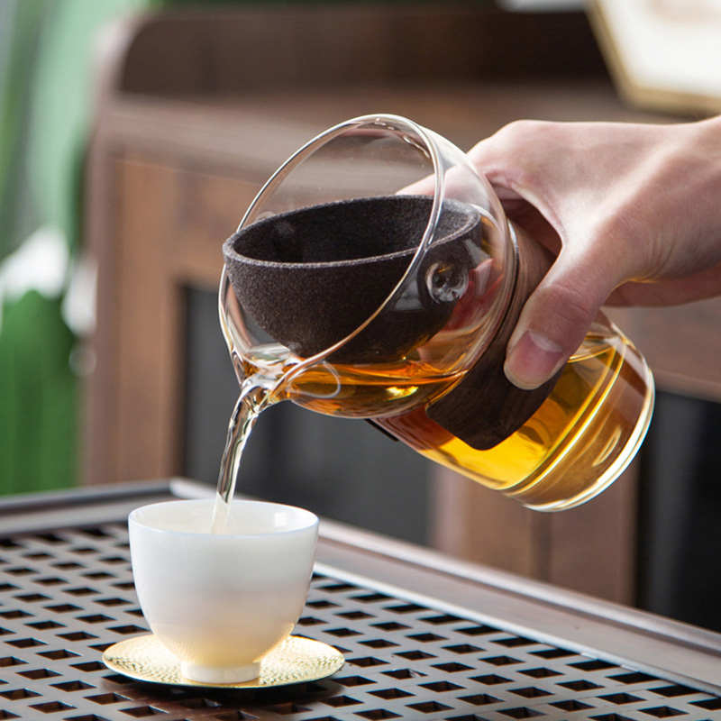 晟窑公道杯茶漏套装过滤一体玻璃分茶器茶海加厚耐热无孔滤网公杯