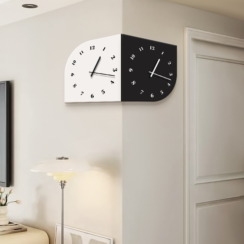 简约现代转角双面钟表挂钟客厅2024新款拐角创意时钟X可挂墙高级