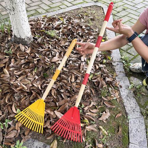 GRANPA潘老头14齿塑料钉耙 适合儿童可拆卸四色选择 园艺用草耙
