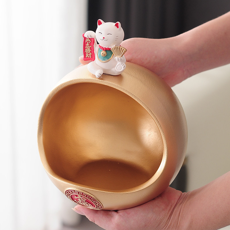 装饰品创意进门玄关门厅招财猫钥匙收纳摆件猫咪乔迁新房新居礼品