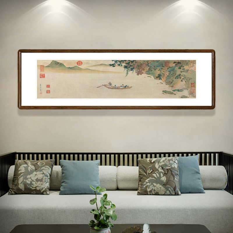 国画山水画已装裱实木框新中式客厅墙面装饰画茶室挂画仇英赤壁图