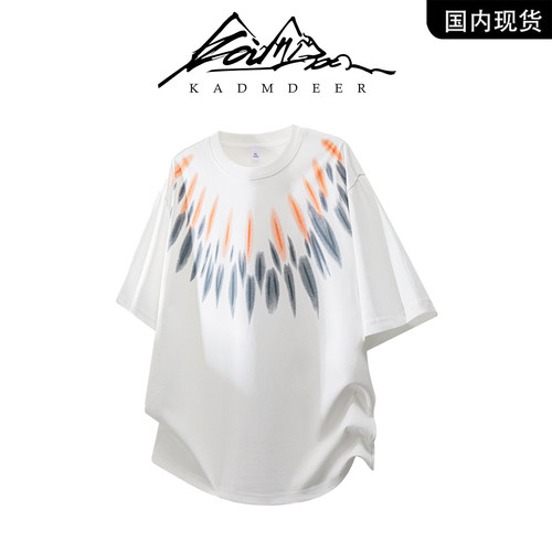 KADMDEER落肩袖短袖T恤印花上衣