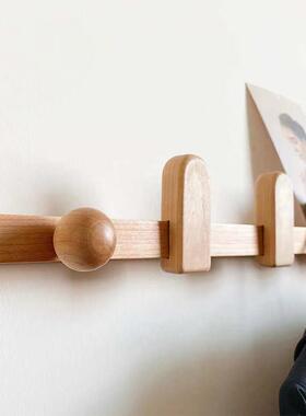 樱桃003265木玄关挂架墙壁桃挂黑胡实木门口入户创上意挂衣钩置物