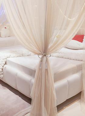 新款门AYR落地蚊帐皱公褶主风庭款宫简约三开方顶加高加密蚊帐家