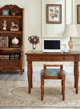 美式实小木ZG-81865书桌椅组字合卧欧室户型写台式书房家具家用电