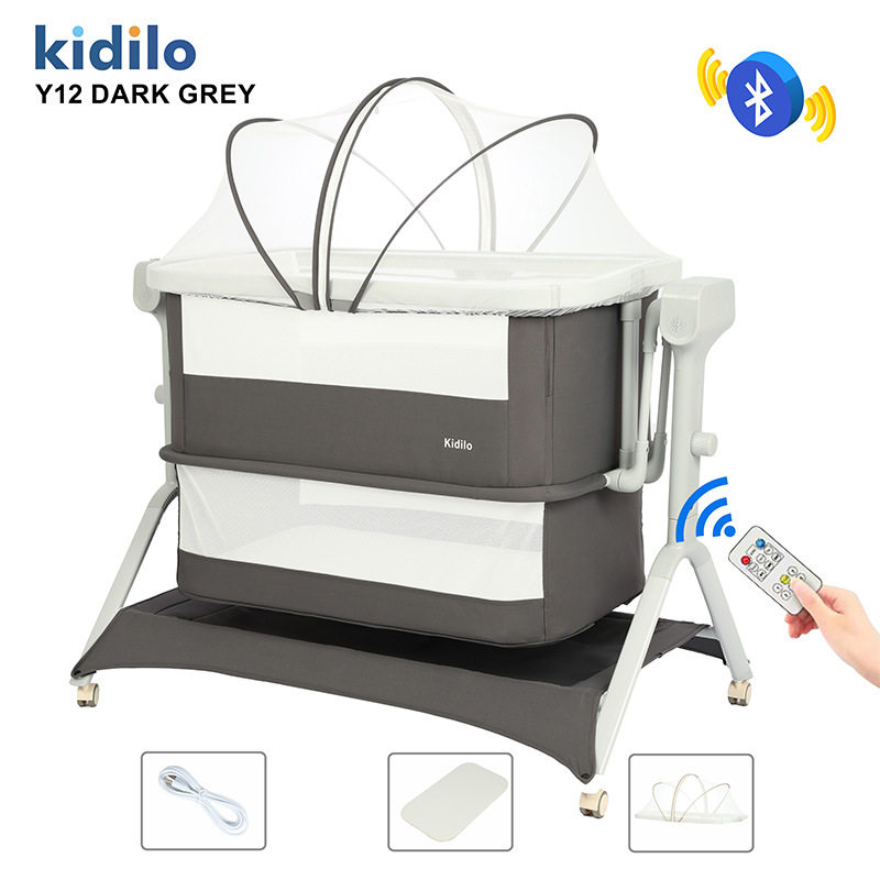 kidilo婴儿床可移动便携式摇篮床可折叠多功能bb床新生儿拼接大床